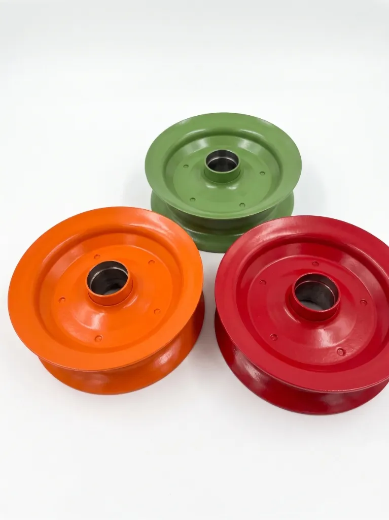 Set of three wheel discs arranged flat showing hub and rim design